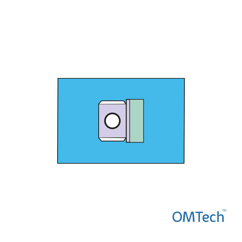 Покриття операційне OMTech™ для офтальмології №5 120см х 80см з адгез. опер. отвором діаметром 7 см (з опер. плівкою) та мішком приймальним (СМС - 35 г/м2)